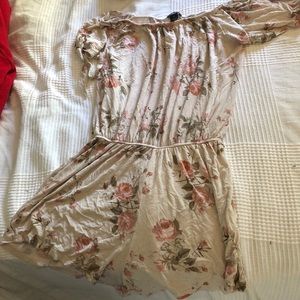 cream colored romper with floral